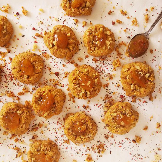 Spicy Polenta Thumbprint Cookies