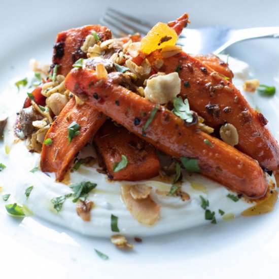 Harissa Carrots with Granola