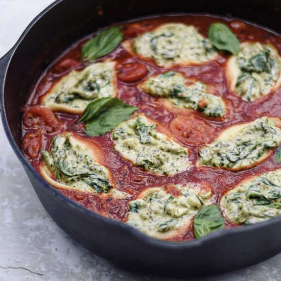 Vegan Basil Pesto Stuffed Shells