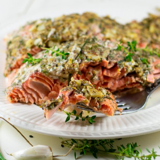 Garlic Dijon Herb Parchment Salmon