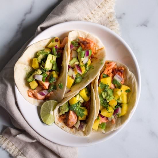 Salmon Tacos With Mango Salsa