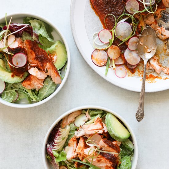 BBQ Salmon Salad with Avocado Ranch