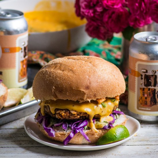 Chipotle Pinto Burgers with Queso