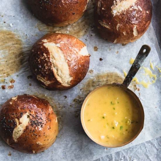 Soft and Chewy Vegan Pretzel Buns