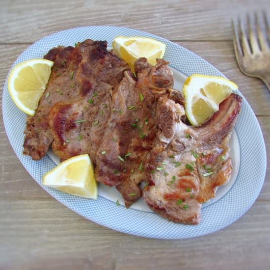 Grilled chops lemon and rosemary