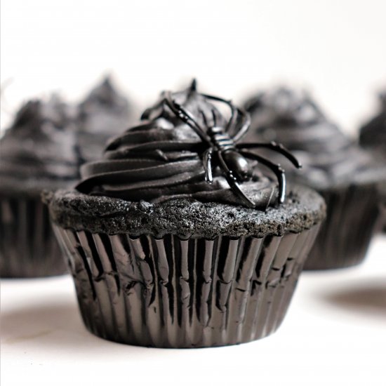 Black Vegan Halloween Cupcakes