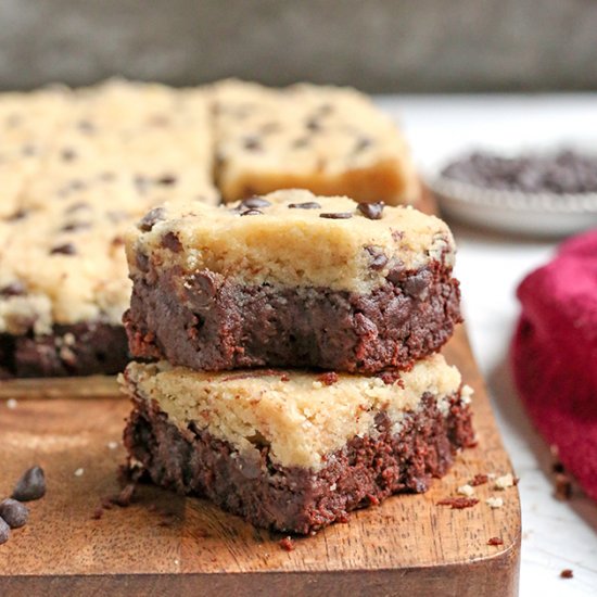 Paleo Cookie Dough Topped Brownies