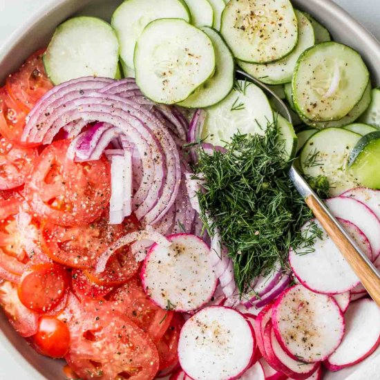 Radish Cucumber Tomato Salad