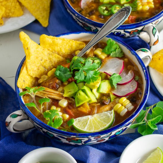 Roasted Green Chile Tortilla Soup