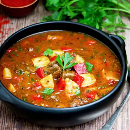 Hungarian beef goulash soup