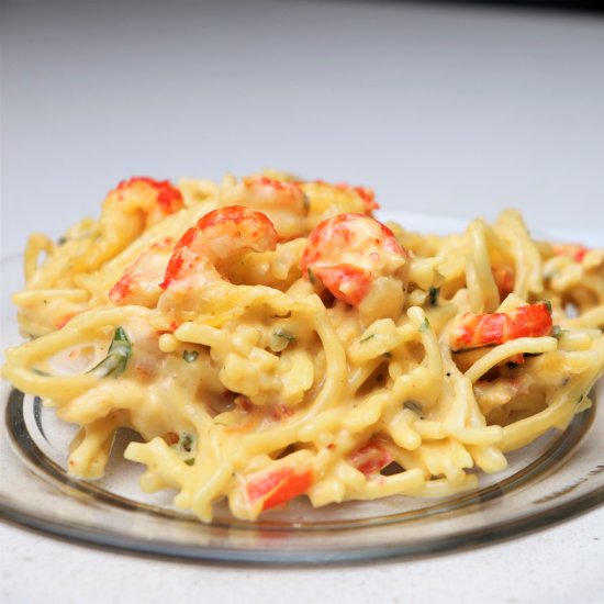 Cheesy Crawfish Spaghetti