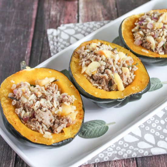 Acorn Squash stuffed with sausage