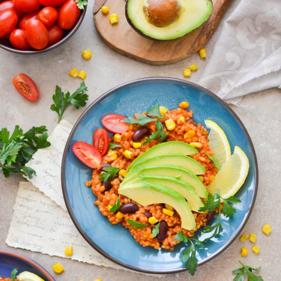 Bulgur with beans and corn