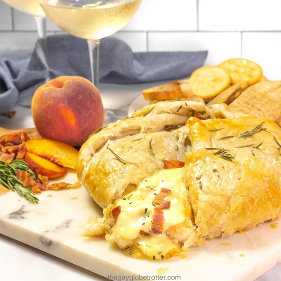 Rosemary Bacon Peach Brie en Croute