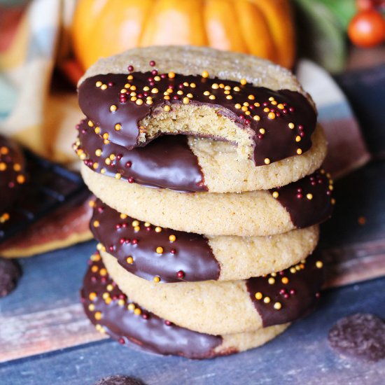 Chocolate Dipped Pumpkin Cookies