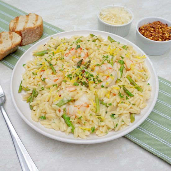 Lemon Shrimp Orzo With Asparagus