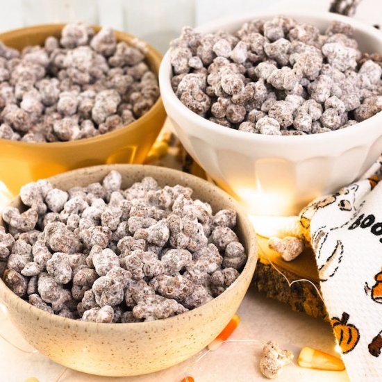 Pumpkin Spice Popcorn Puppy Chow