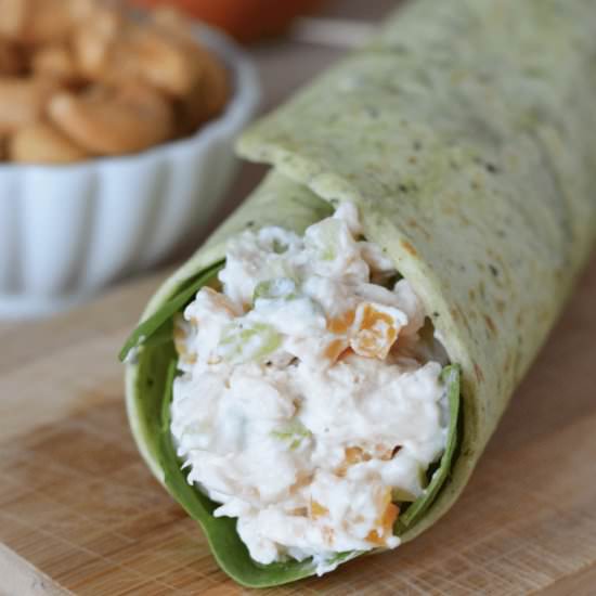 Chicken Cashew Spinach Wraps