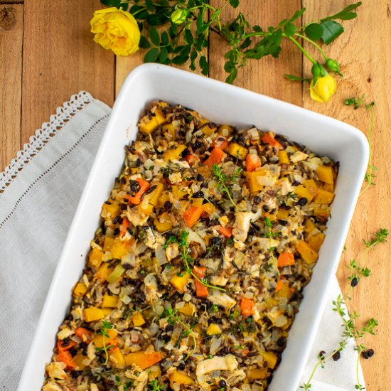 Butternut Squash Chicken Rice Bake