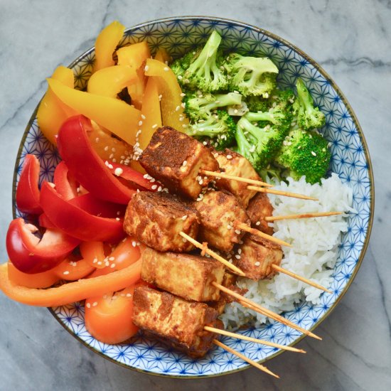 CRISPY TOFU IN SPICY PEANUT MARINAD