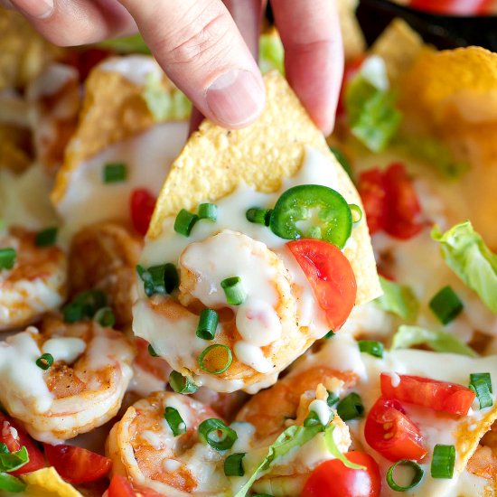 Shrimp Nachos with Homemade Queso