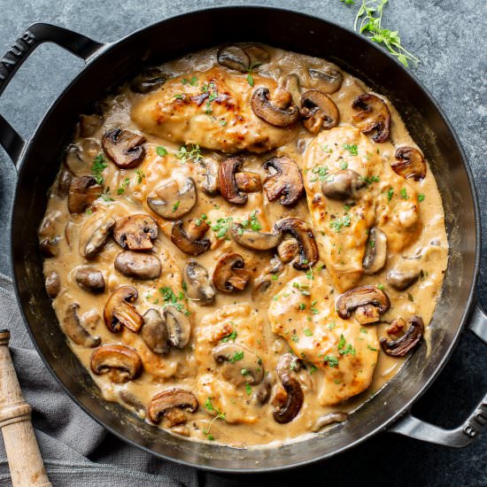 Skillet Chicken Mushroom Wine Sauce