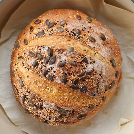 Easy Pumpkin No Knead Bread