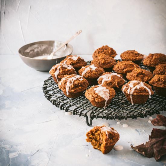 Glazed Mini Pumpkin Muffins