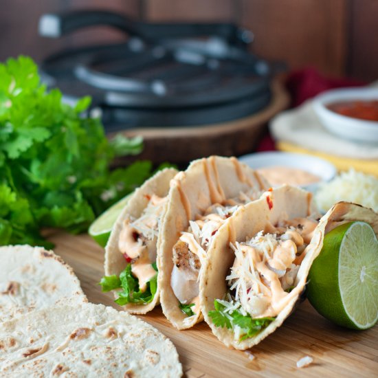 Cod tacos with homemade tortillas