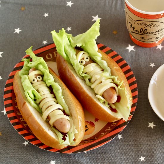 Halloween Hot Dogs Sausage Mummies