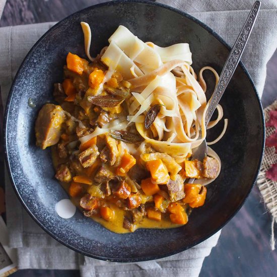 Pumpkin and sausage pasta