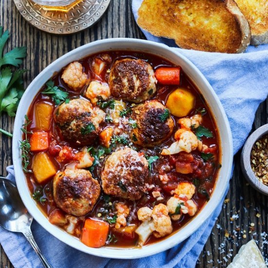 spicy turkey meatball stew