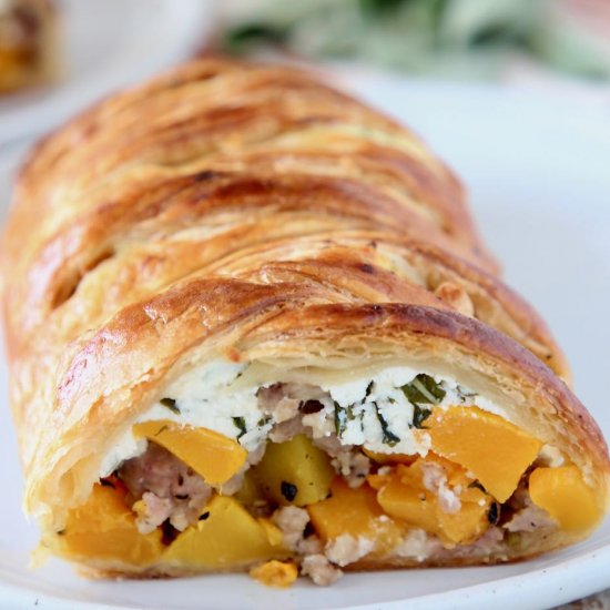 Butternut Squash Sausage Strudel