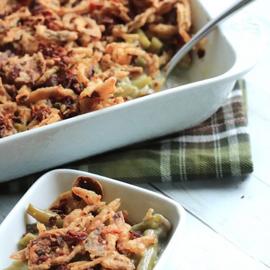 Crispy Bacon + Green Bean Casserole