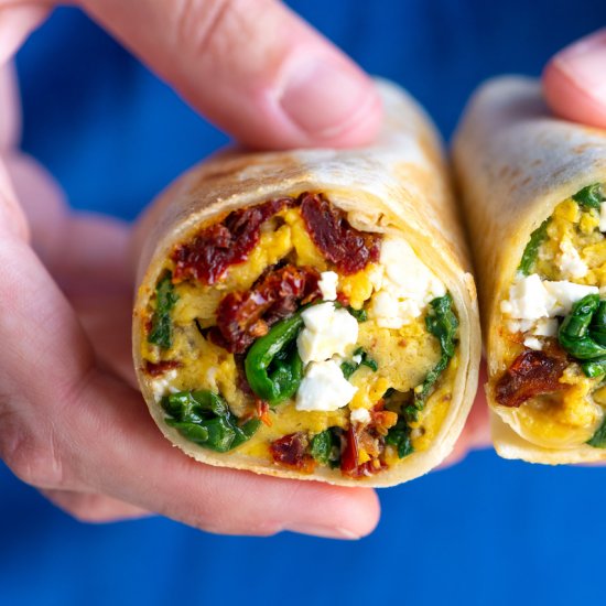 Spinach Feta Breakfast Burritos