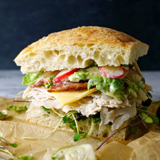 Brussel Sprout Slaw Club Sandwich