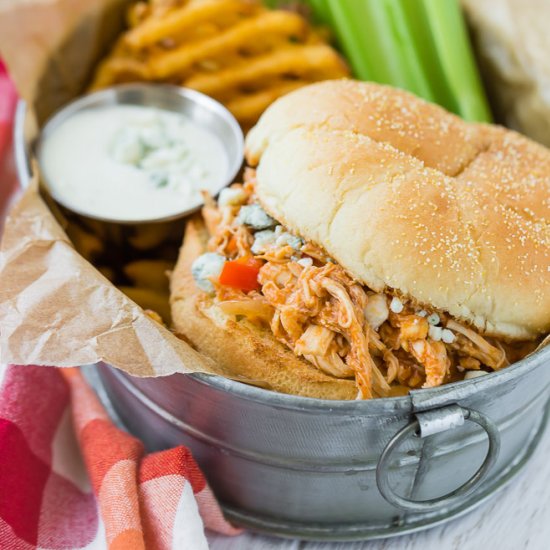 Crockpot Buffalo Chicken Sandwiches