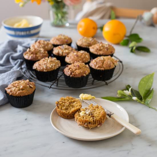 Orange & pecan muffins