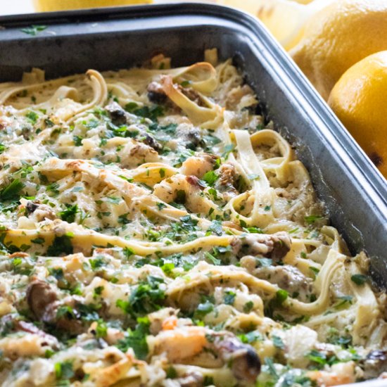 White Wine Seafood Pasta Casserole