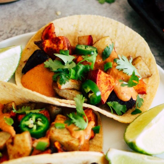 Root Vegetable Tacos with Queso