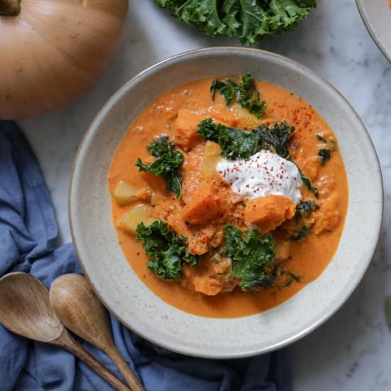 Rustic Pumpkin Stew with Kale