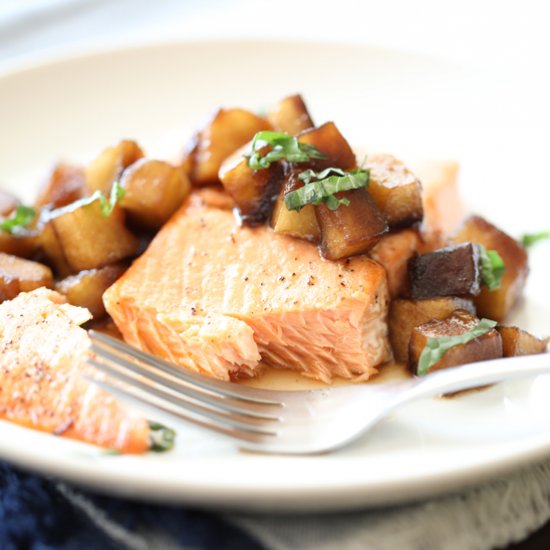 Salmon with Balsamic-Honey Apples