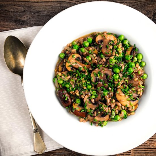 Pea and Mushroom Orzotto