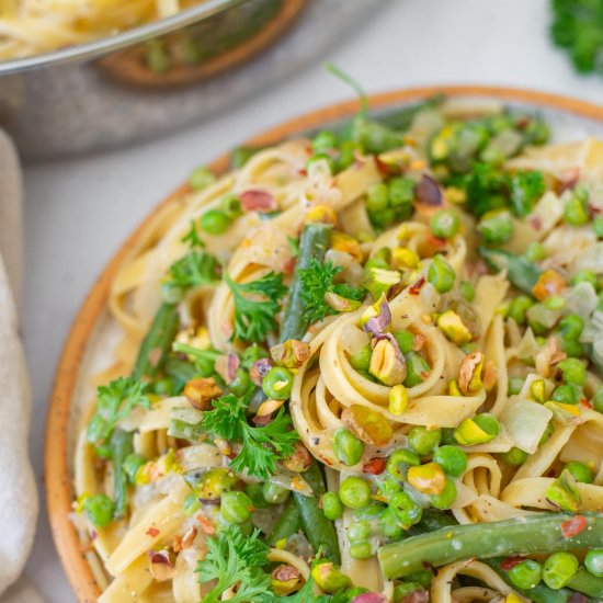 Pasta with Peas & Pistachios