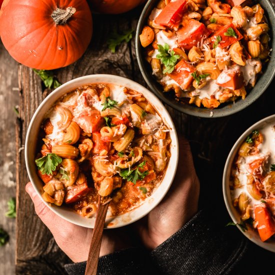 Pumpkin stew with macaroni