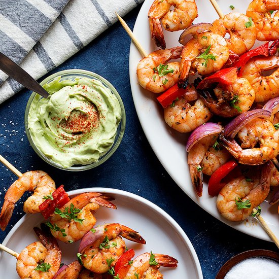 Shrimp Kabobs with Creamy Avocado