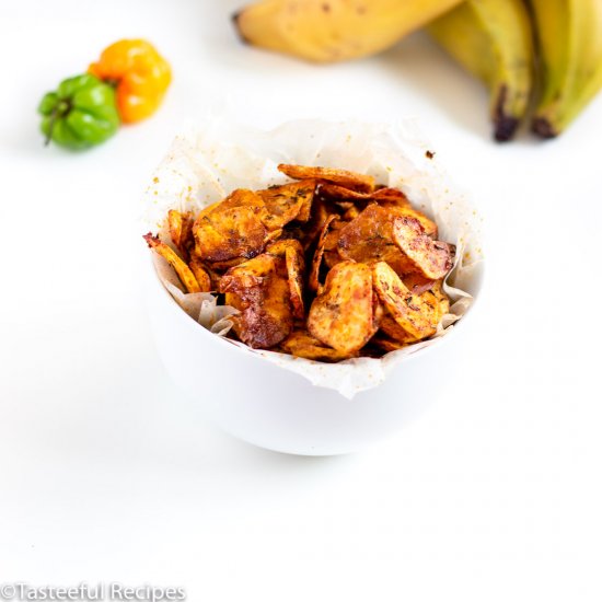 Oven Baked Jerk Plantain Chips