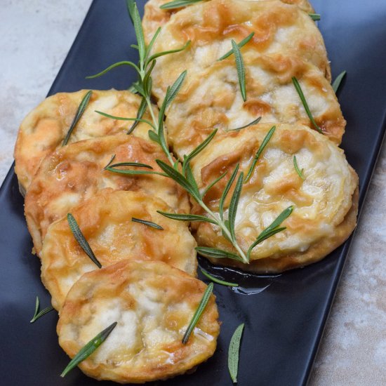 Fried Eggplant + Honey & Rosemary