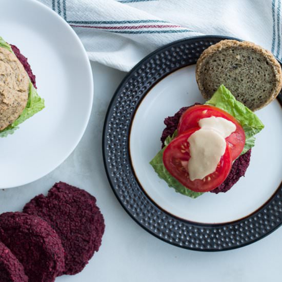 Beet Burgers With Almond Flax Buns