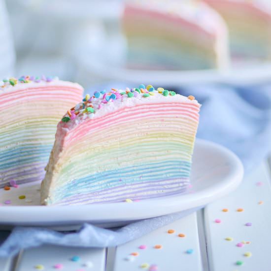 30-Layer Rainbow Mille Crepe Cake